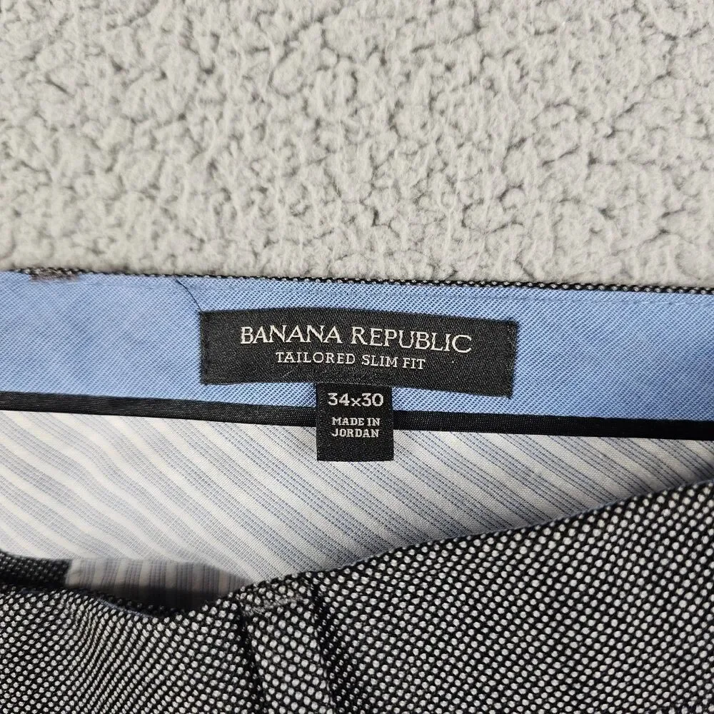 Banana Republic Pants Mens 35x29 Gray Wool Nail Head Tailored Slim Fit Trouser